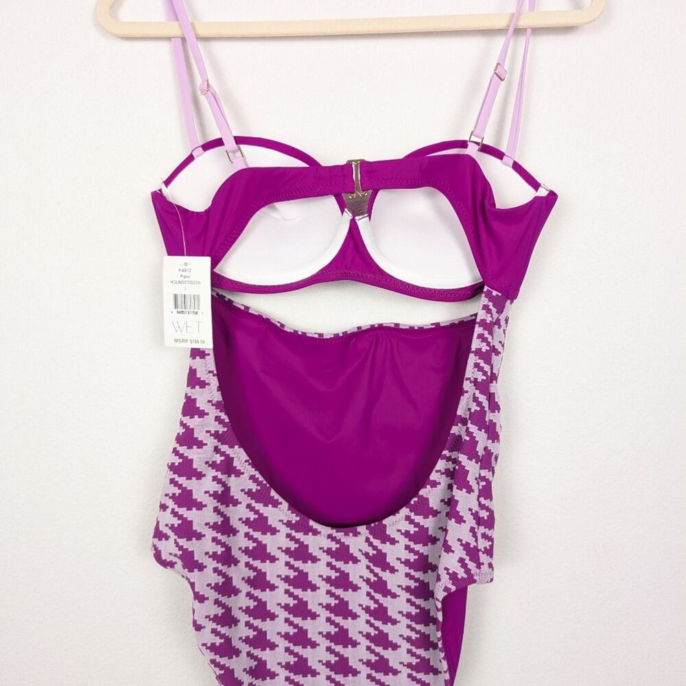 NWT WET Swimwear Piper Fuchsia Houndstooth One Piece Swimsuit Size L - Picture 6 of 10